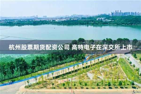 杭州股票期货配资公司 高特电子在深交所上市